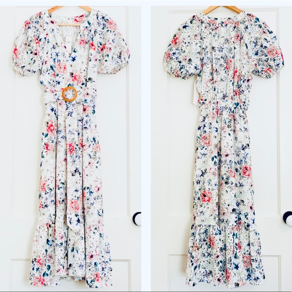 NWT Anthropologie Floral Eyelet MIDI Dress - Picture 3 of 11